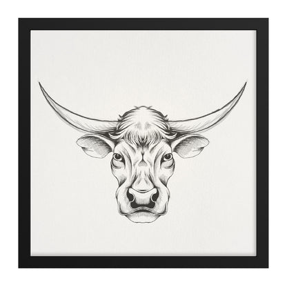 Cow hand sketch framed canvas