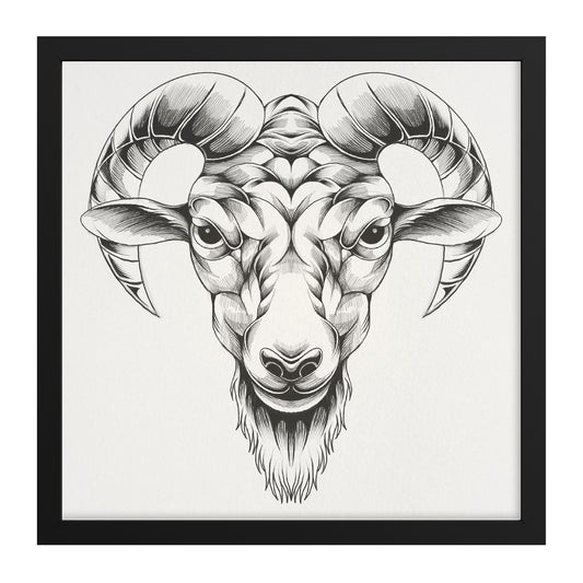 Goat hand sketch framed canvas