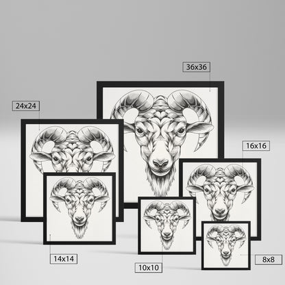 Goat hand sketch framed canvas