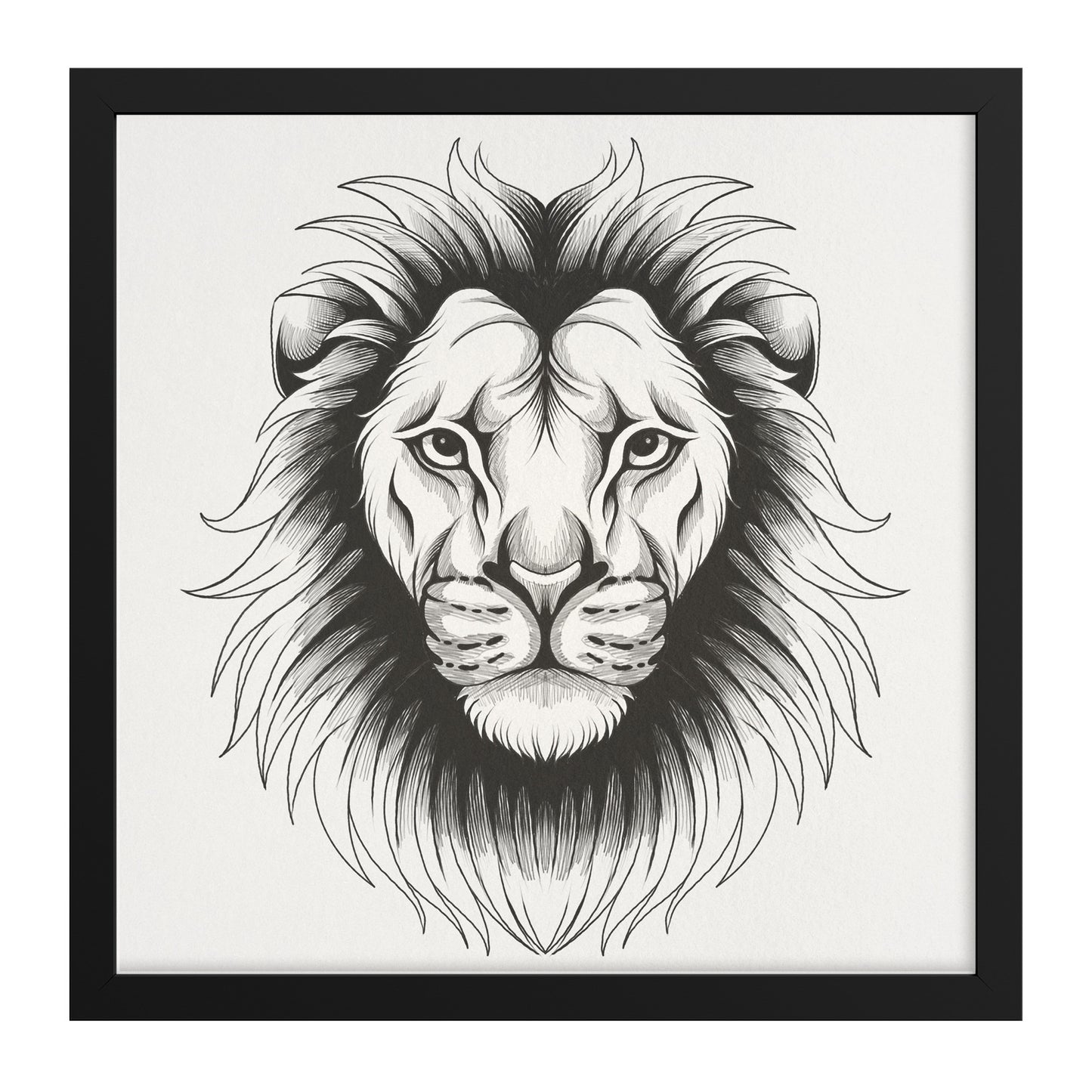 Lion hand sketch framed canvas