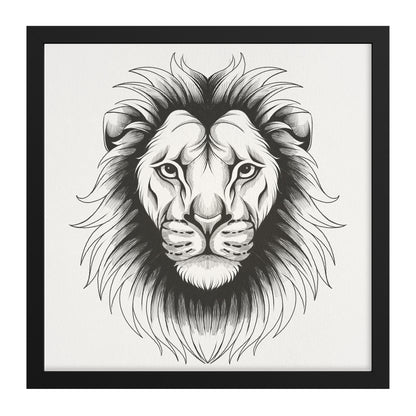 Lion hand sketch framed canvas