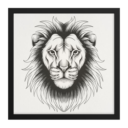 Lion hand sketch framed canvas