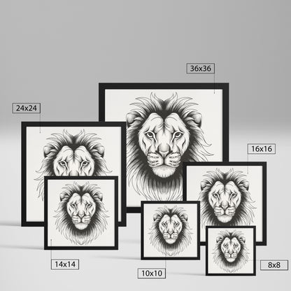 Lion hand sketch framed canvas