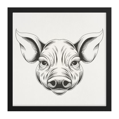 Pig hand sketch framed canvas