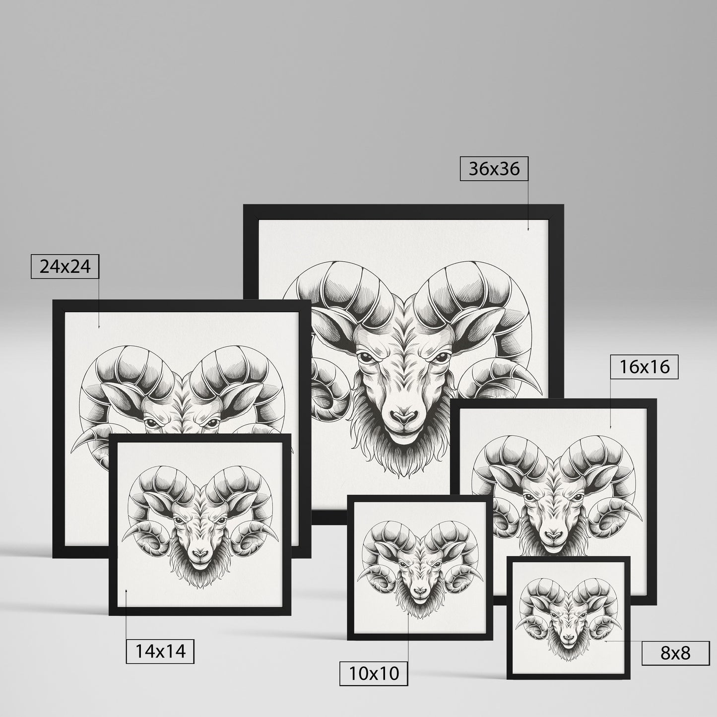 Sheep hand sketch framed canvas