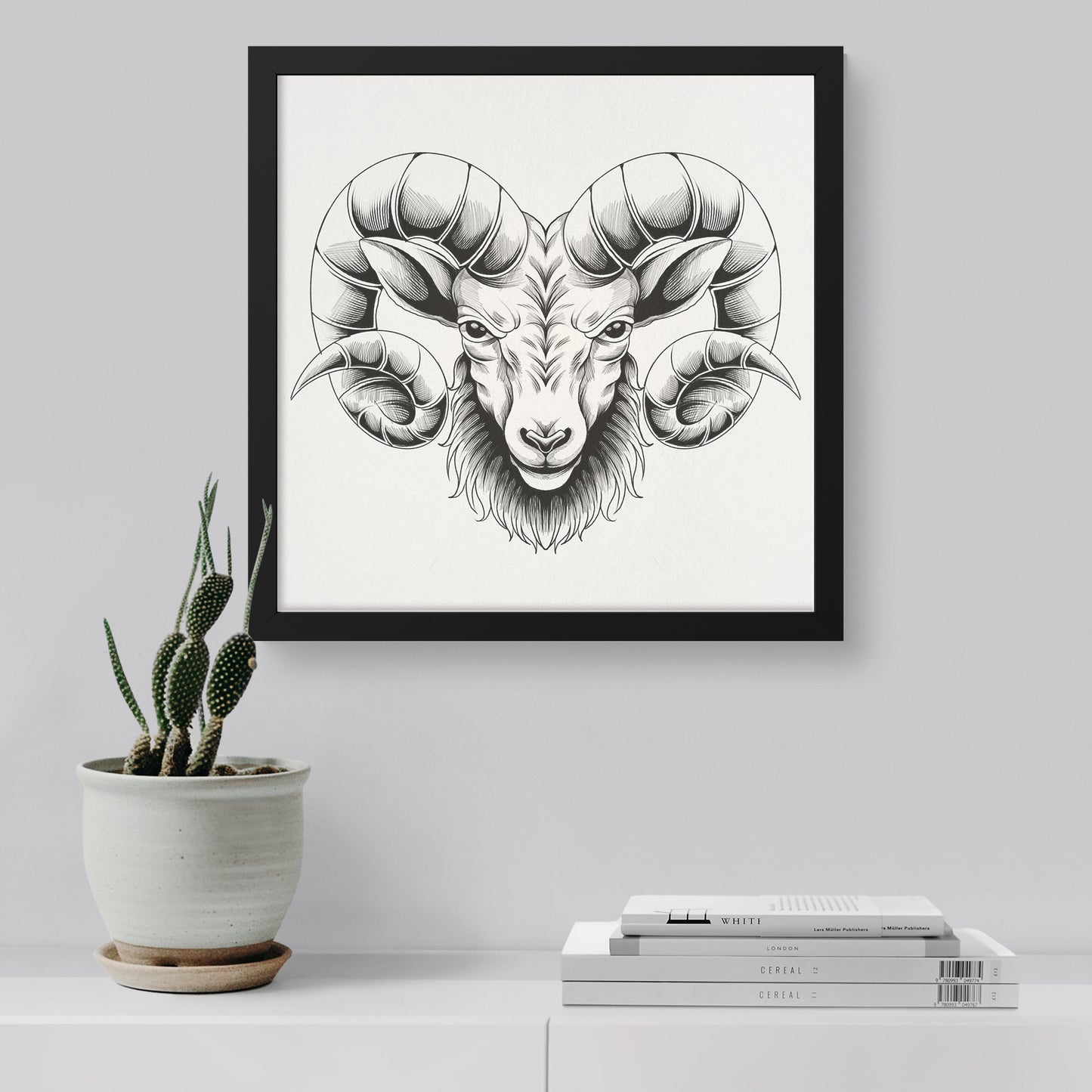 Sheep hand sketch framed canvas