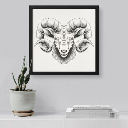 Sheep hand sketch framed canvas